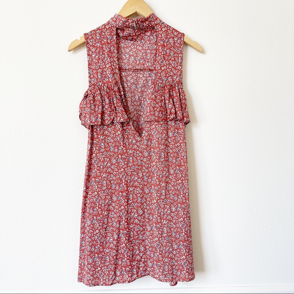 Cotton Candy LA Ruffle Floral Rust Mini Dress S - Picture 3 of 9